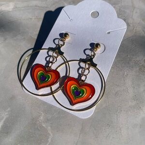 Colorful Heart Hoop Earrings